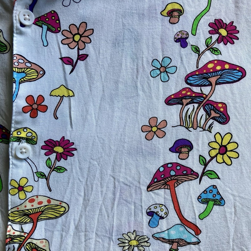 Fresh Prints of Bel-Air Wild Mushroom Button Up Mens XL Trippy Psychedelic Fest - Picture 7 of 14